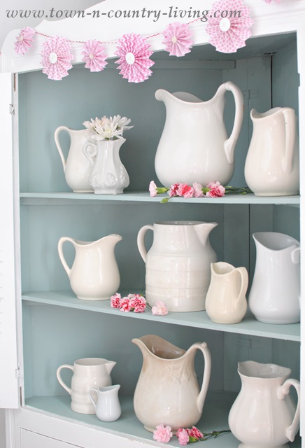 Collection of White Ironstone Pitchers