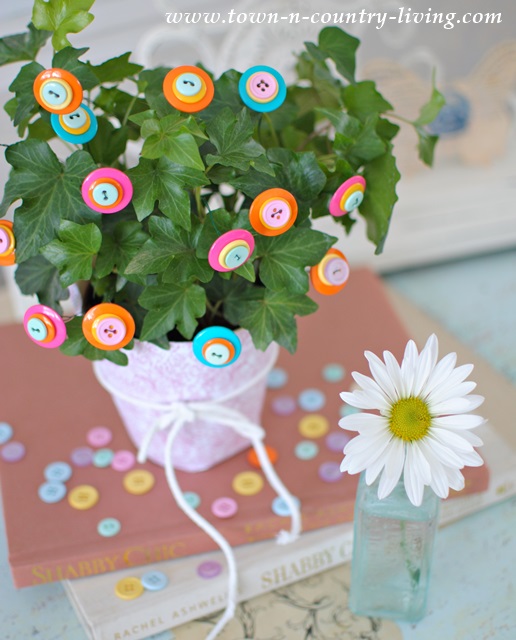 Brighten Your Houseplants with DIY Button Flowers