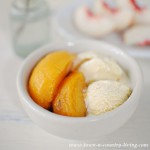 Canned Honey Lavender Peaches served with Vanilla Bean Ice Cream
