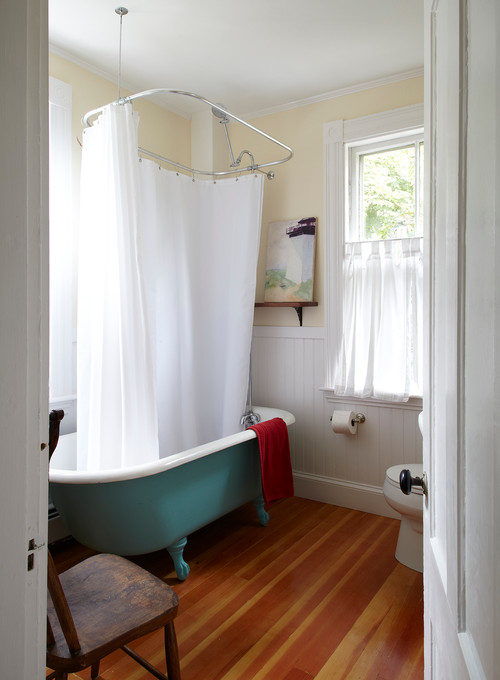 Farmhouse Style Bathroom Ideas Town, Clawfoot Tub Shower Curtain Solutions