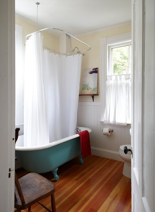 Farmhouse Style Bathroom Ideas Town, Shower Rod For Clawfoot Bathtub
