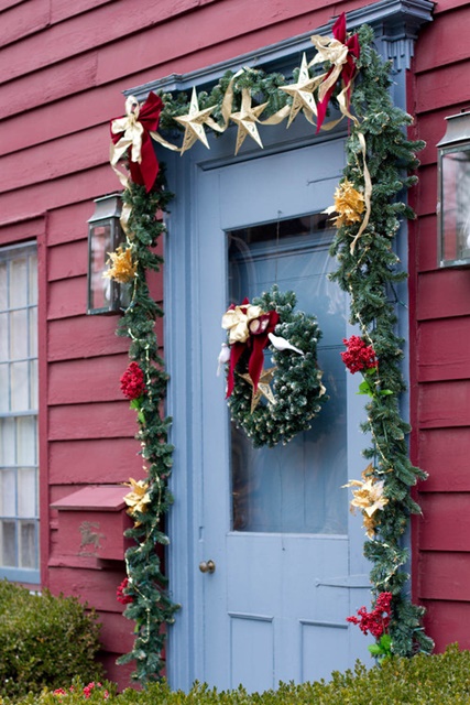Blue Door on Red House from Houzz