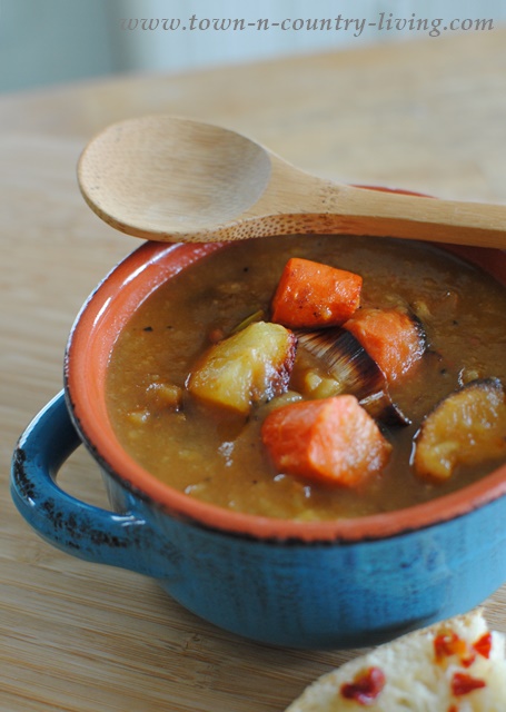Roast Vegetable Medley Soup. Made with root vegetables.