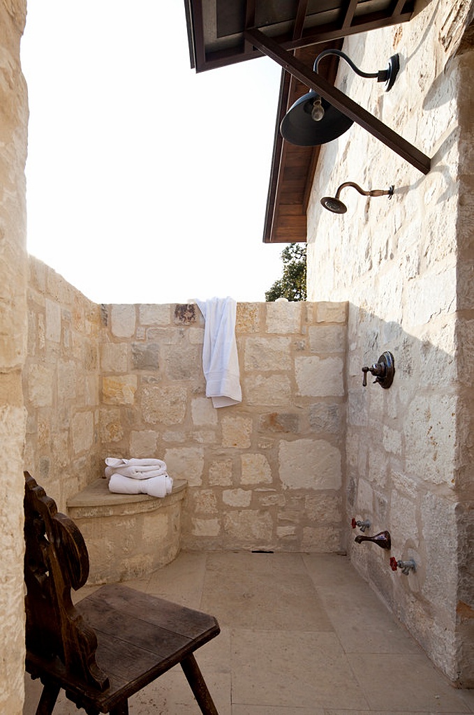 outdoor stone shower