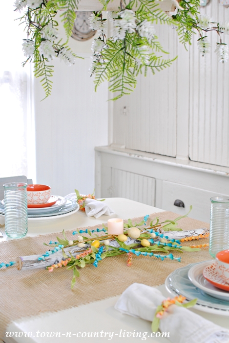 Spring Table Setting in Coral and Aqua