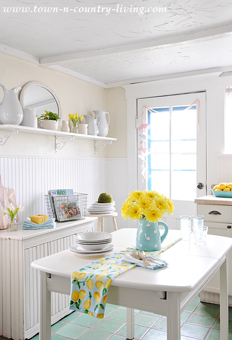 Farmhouse Kitchen Decorated for Spring