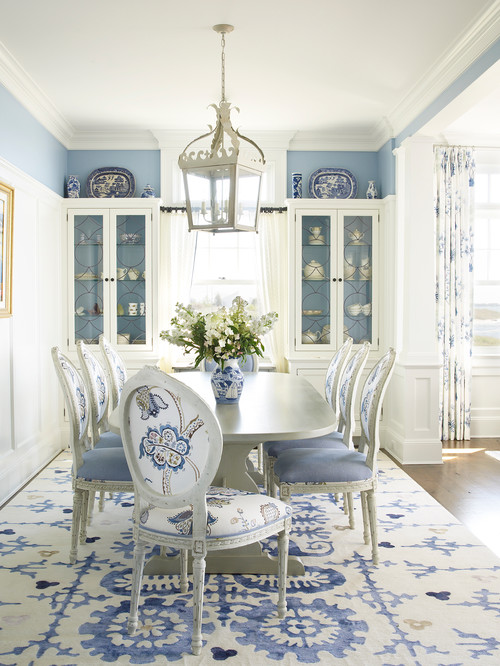 Blue and White Coastal Dining Room