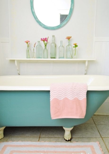 Pink in a Summer Farmhouse Bathroom