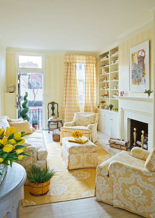 Traditional Living Room Dressed in Yellow