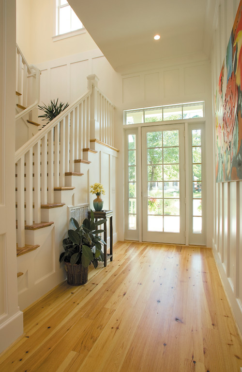 Bright Entryway with Board and Batten Siding