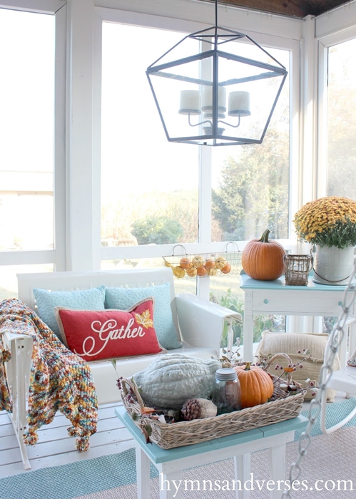 Fall Decor on a Screened-In Porch