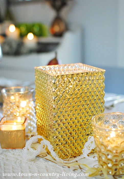 Gold and Sparkly Candleholders