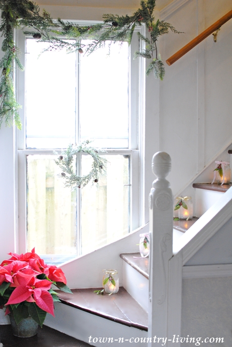 Christmas Stairway in a Victorian Farmhouse