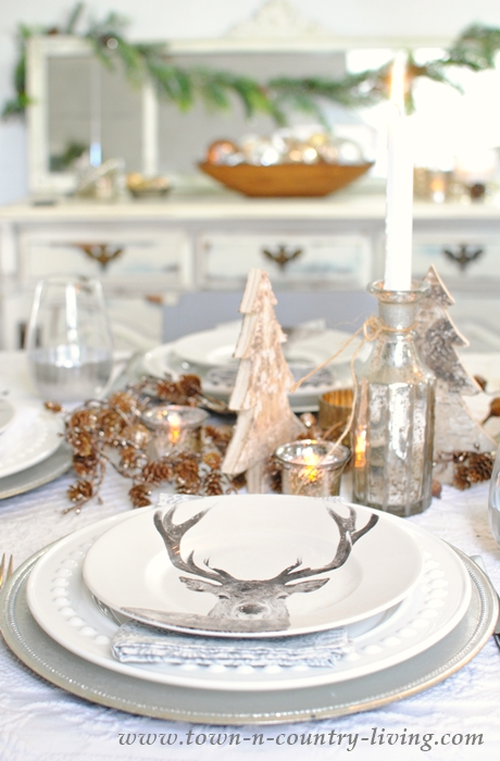 Christmas Table Setting with Stag Head Plates