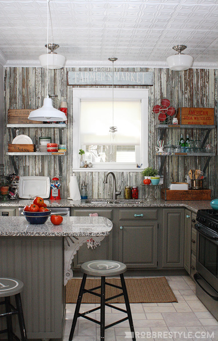 Farmhouse Kitchen Pairs Rustic Style with Retro