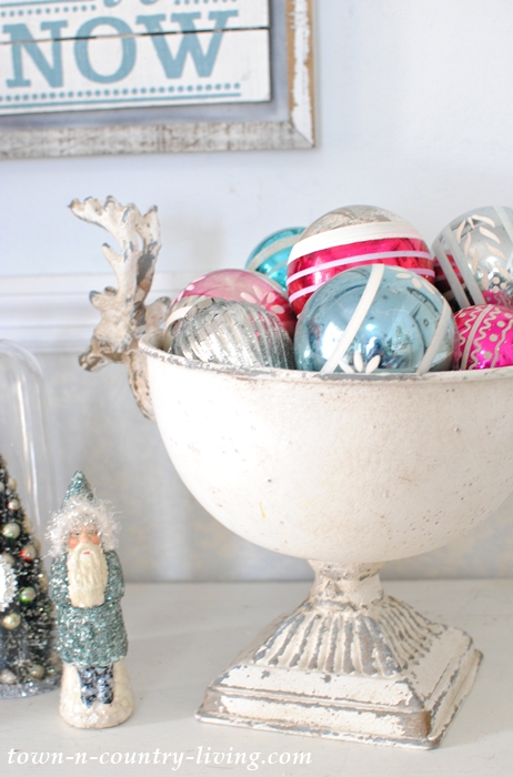 Reindeer Bowl with Vintage Ornaments