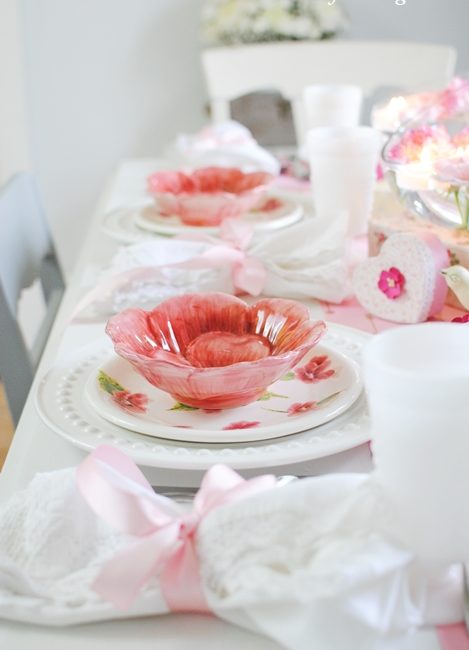 Pink and White Table Setting