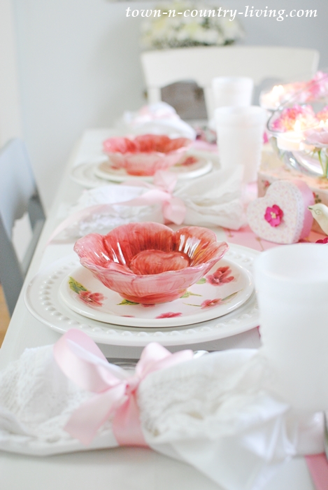 Pink and White Table Setting