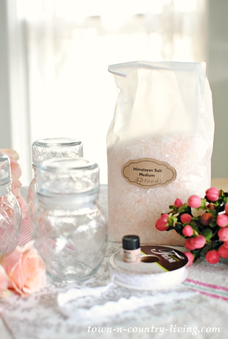 Supplies for Making Rose Bath Salts