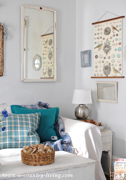 Winter Decorating with Blues and Natural Elements