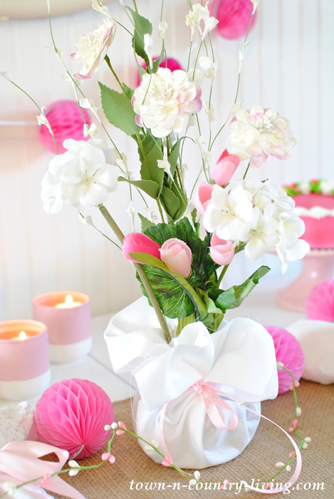 Spring Floral Centerpiece in Pink and White