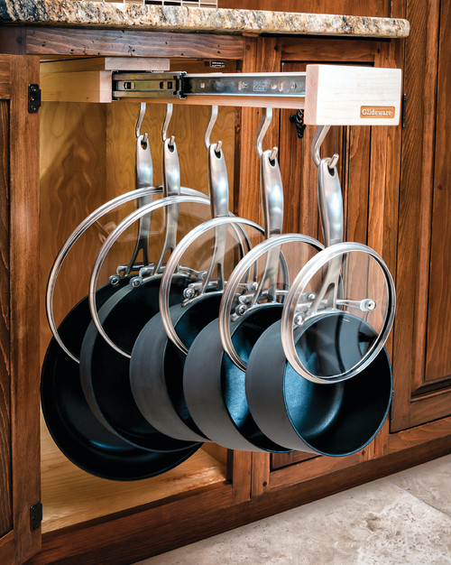 Easy Home Organization Ideas. Hang your pots and pans for easy access.