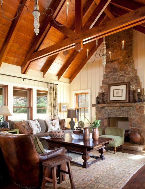 Rustic Living Room in Colorado Retreat