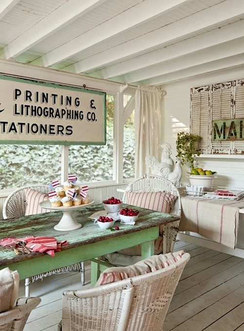 Vintage Cottage Porch in Shabby Chic Style