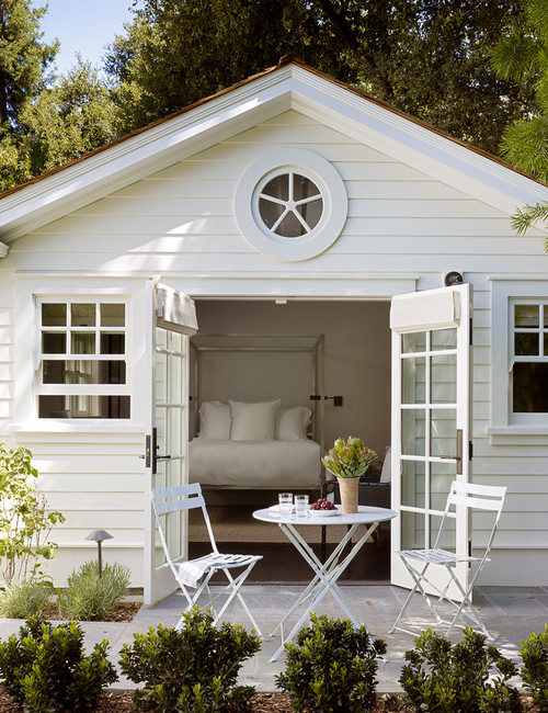 Elegant She Shed with Bed and Patio