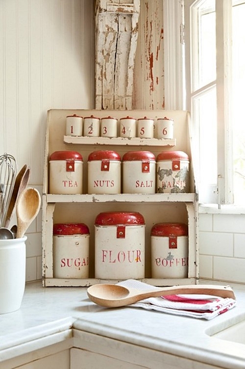 Red and White Kitchen Accessories