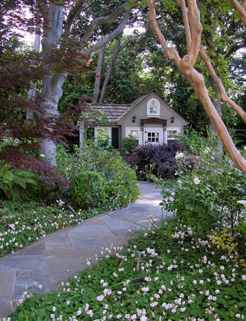 cottage garden path to shed