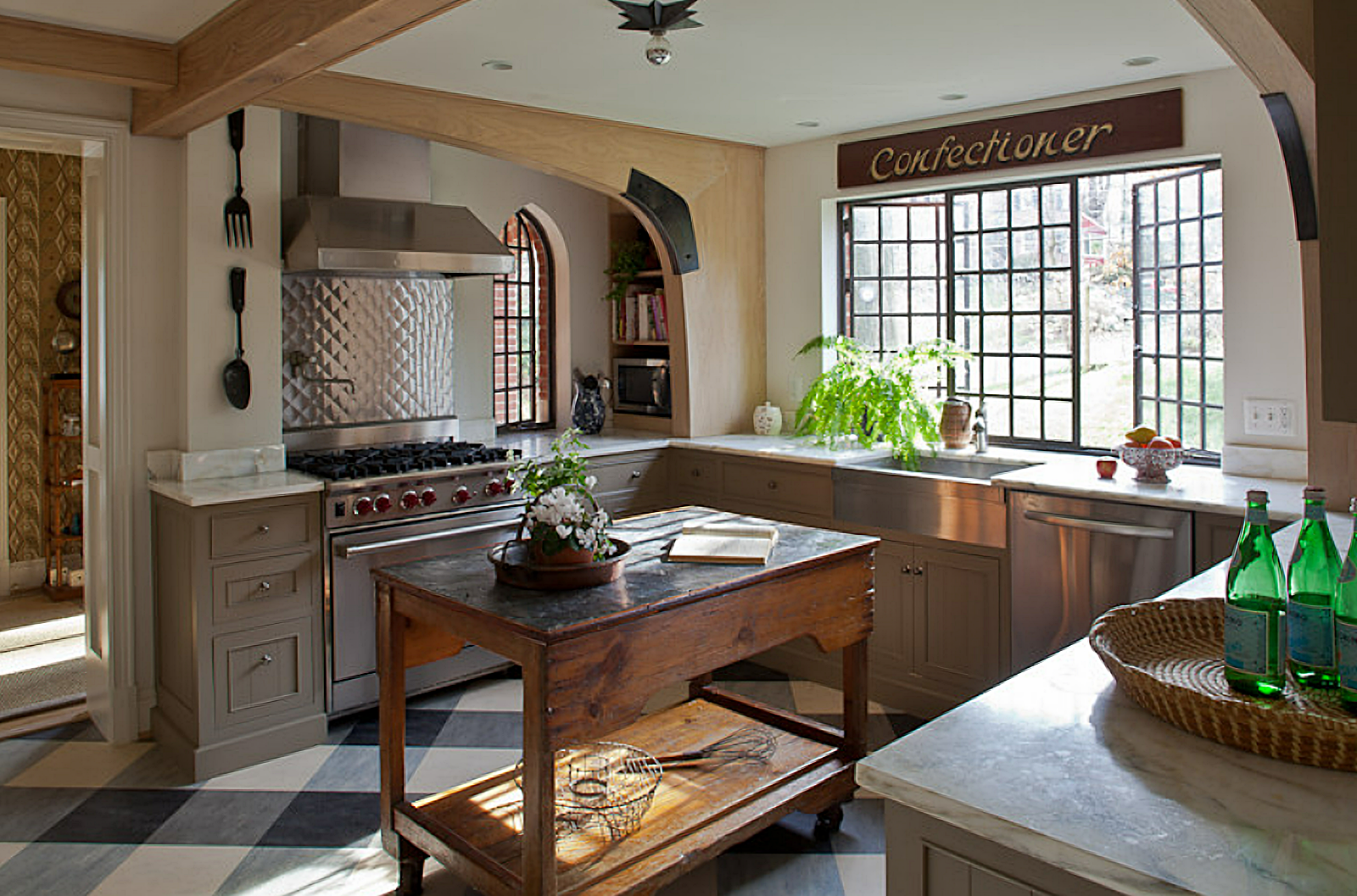 kitchen with taupe cabinetry