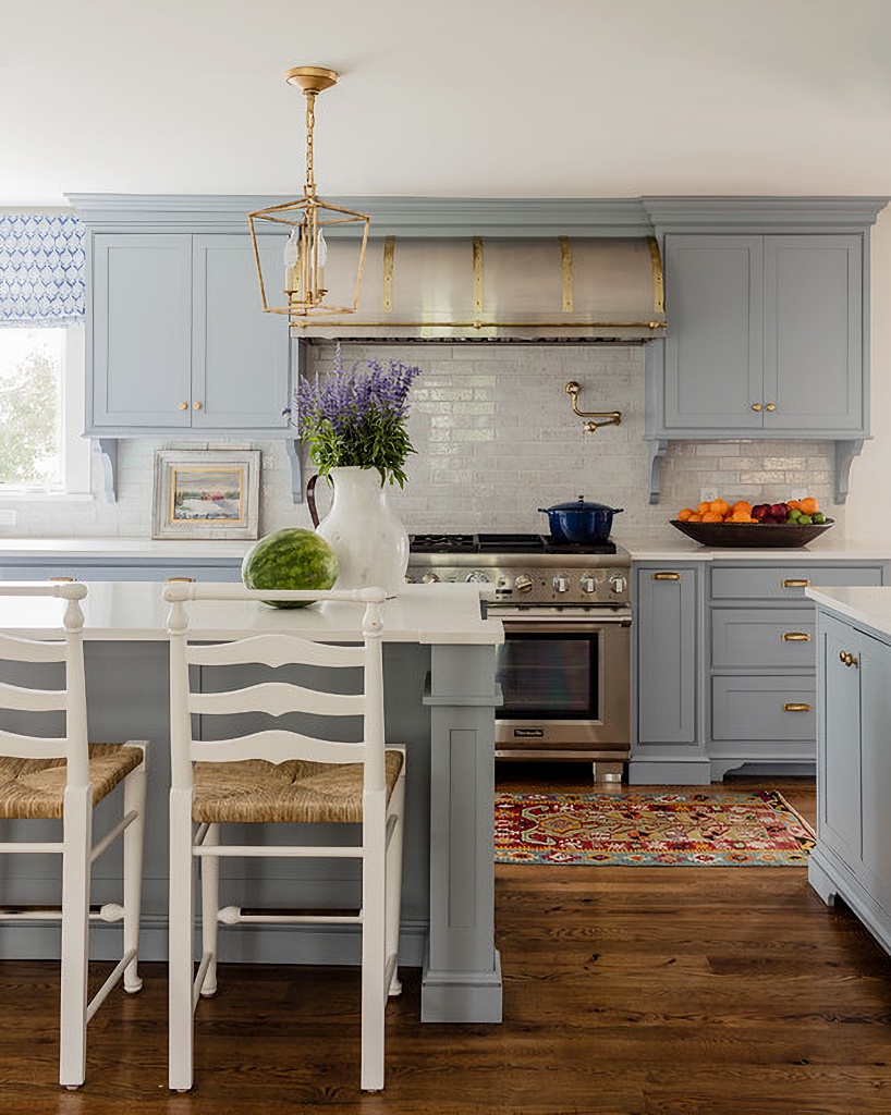 light blue Colonial kitchen