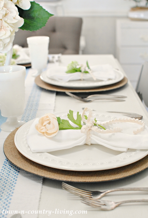 Summer Tablescape, white dishes