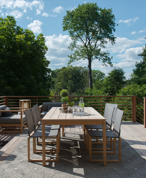 outdoor deck with dining table