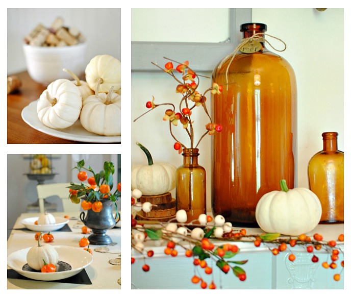 Fall Vignettes with Baby Boo Pumpkins