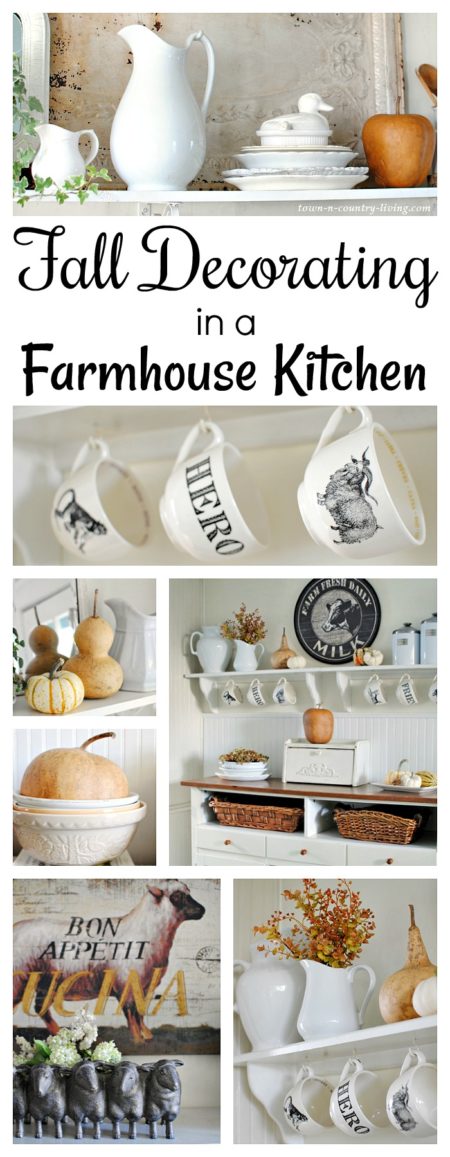 Fall decorating in a farmhouse kitchen