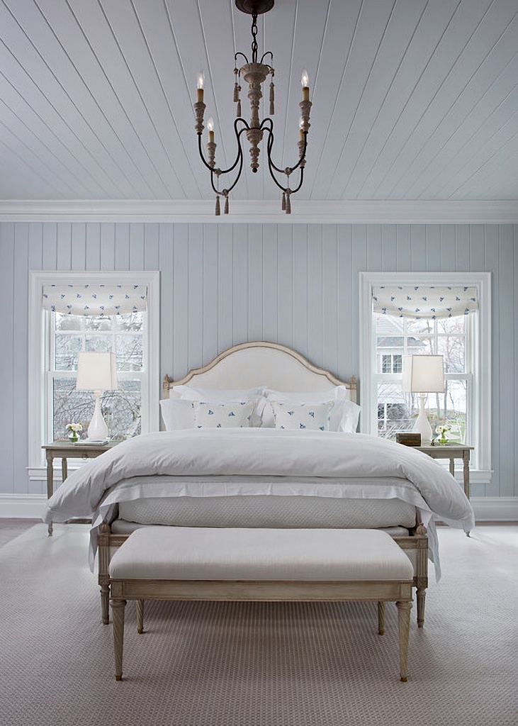 pale blue Scandinavian master bedroom