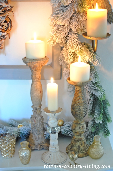 Cozy Candles on a Christmas Mantel