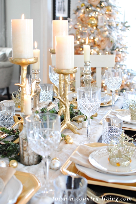 Gold and Crystal Holiday Table Setting