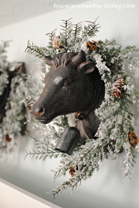 Cow Head with Christmas Wreaths