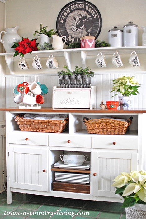 Kitchen Sideboard Decorated for Christmas