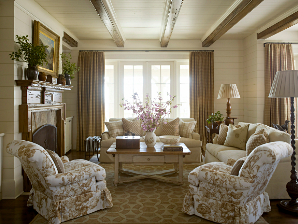 Traditional living room in browns and creams