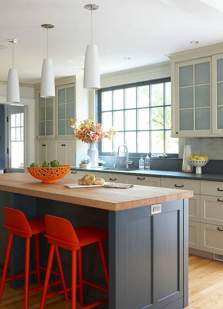 blue and cream kitchen