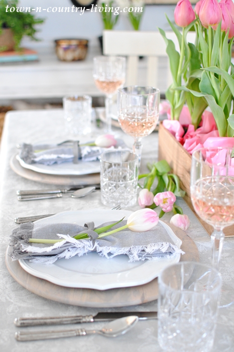 Pink and Gray Valentine Table Setting