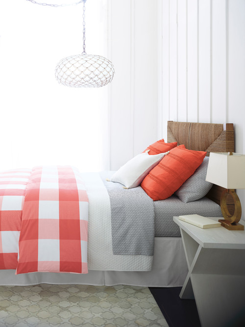 Coral and Gray Bedding