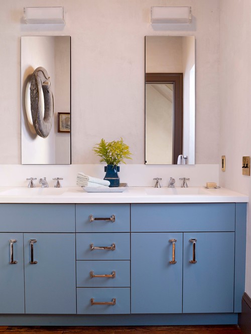 Bathroom with Blue Double Vanity