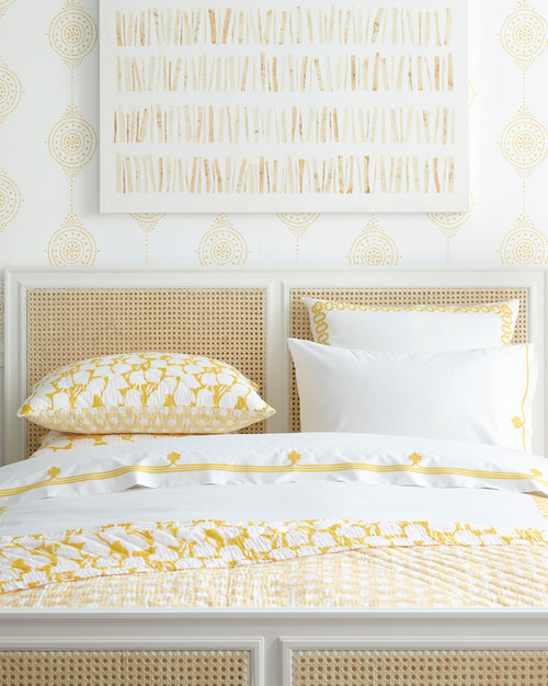 Yellow and White Bedding