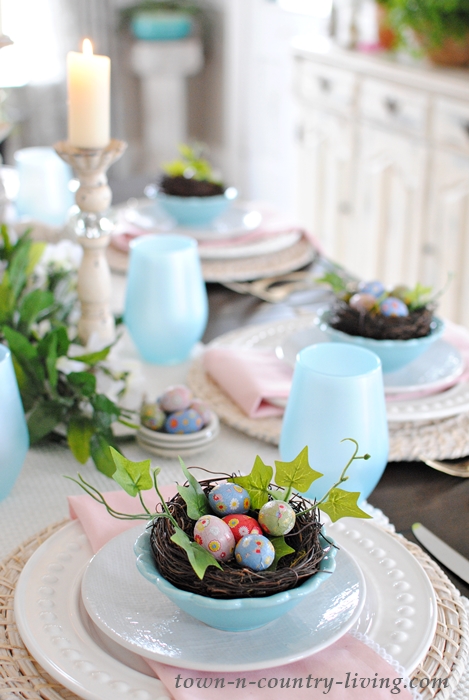 Pink and Blue Table Setting