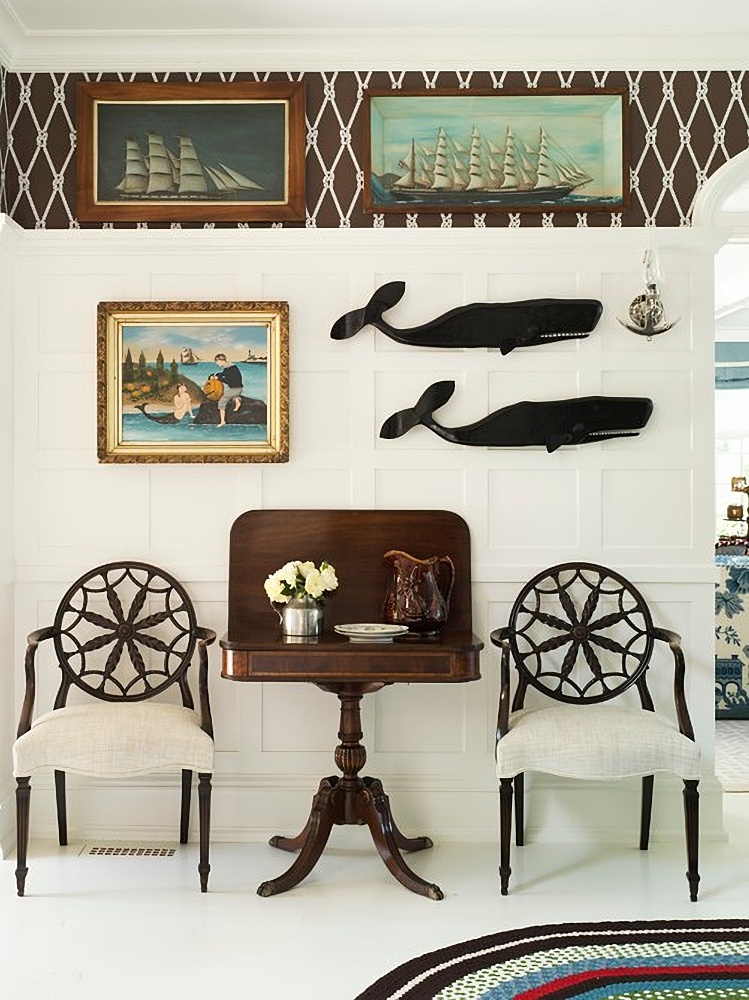 coastal decor in waterfront home entry